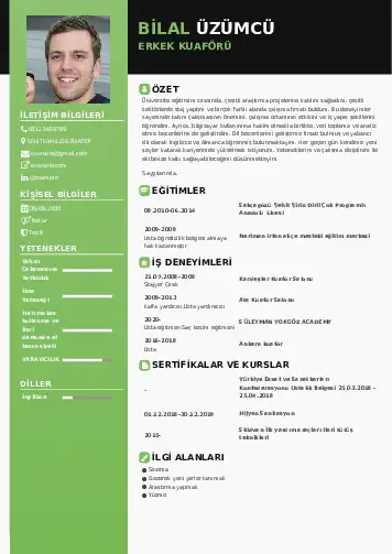 Kuaför Cv Örnekleri cv indir